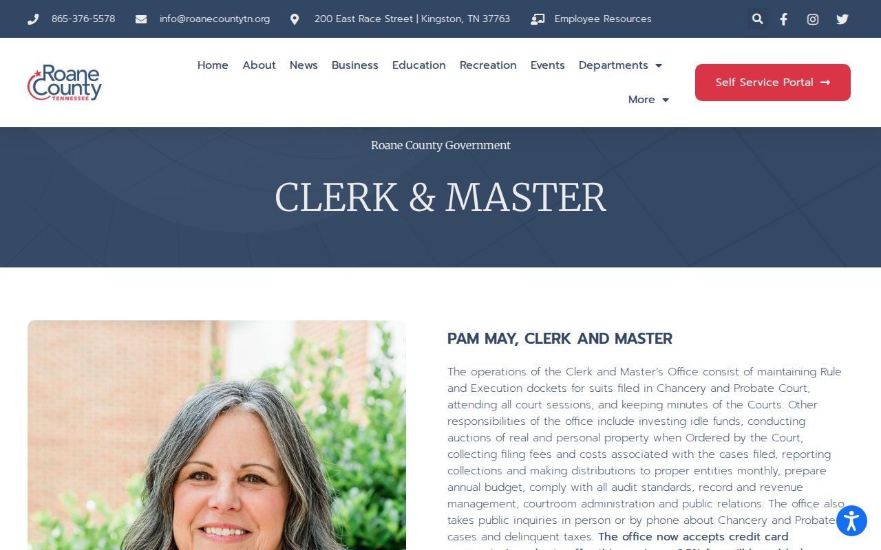 Roane County court records Clerk and Master page