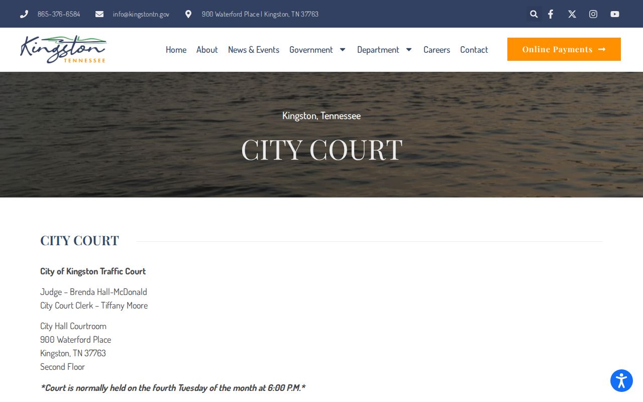 Kingston City Court schedule and second-floor City Hall courtroom information